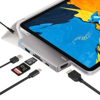 USB C Hub for iPad Pro 2018, IKEDON 6-in-1 USB C Hub Adapter with USB C PD Charging, 4K HDMI Converter, USB 3.0, 3.5mm Headphone Jack, SD/TF Card Reader (SpaceGray)