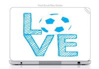 Laptop VINYL DECAL Sticker Skin Print Love Soccer Stacked White with Blue Letters fits Acer C720 Chromebook