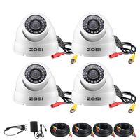 ZOSI 4 Pack 1080p Dome Camera Outdoor Indoor (Hybrid 4-in-1 HD-CVI/TVI/AHD/960H Analog CVBS),2.0MP (1920TVL) Day Night Weatherproof Security CCTV Camera Kit, Wide Angle, Night Vision Up to 65FT(20M)