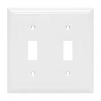 Power Gear Double Oversized Wall Plate Cover, 2 Gang, Unbreakable Faceplate, x 4.9", Screws Included, White, 44756 Toggle Switch Wallplate
