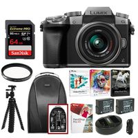Panasonic LUMIX G7 Camera with 14-42mm Lens (Silver) w/ 64GB SD Card Bundle