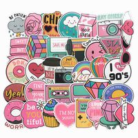 Jasion 60-Pcs Vinyl Stickers Waterproof Pink Cute Girls Cartoon Graffiti Decals for Water Bottles Cars Motorcycle Skateboard Portable Luggages Phone Ipad Laptops