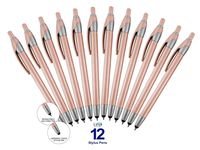 12 Pack Pink Stylus with Ball Point Pen for iPad Mini, iPad 2/3, New iPad, iPhone 5 4S 4 3GS, iPod Touch, Motorola Xoom, Xyboard, Droid, Samsung Galaxy Asus (12 Pack Pink)