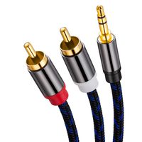 3.5mm to RCA Audio Cable 10 Feet, Ruaeoda Braided RCA to 3.5mm AUX to 2-Male RCA Audio Auxiliary Stereo Y Splitter Cable 1/8 to RCA Stereo Cable Audiophiles Headphone RCA Cable [Double-Shielded]