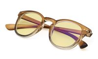 Anti UV Glare Harmful Blue Light Computer Reading Glasses with Yellow Tinted Lens Brown-Transparent Frame +1.00