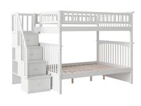 Atlantic Furniture Columbia Staircase Bunk Bed, Full/Full, White