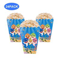 24 PCS Baby Shark Popcorn Snack Boxes Party Supplies Mini Popcorn Party Favor Containers for Kids Baby Shower Birthday Parties