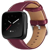 UMAXGET Leather Band Compatible with Fitbit Versa/Versa 2/ Versa Lite/Versa Special Edition Watch, Classic Genuine Leather Strap with Stainless Steel Buckle Wristband for Women Men