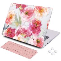 MacBook Air 13 inch case 2018 2019 Release Retina Display Touch ID, DQQH Hard case & Keyboard Cover,Only Compatible MacBook Air 13 inch 2018 2019 Model A1932 -Clear Watercolor Flowers