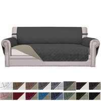 Easy-Going Sofa Slipcover Reversible Sofa Cover Furniture Protector Couch Cover Elastic Straps Pets Kids Dog Cat (Oversized Sofa, Darkgray/Beige)