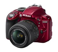 Nikon D3300 24.2 MP CMOS Digital SLR with Auto Focus-S DX NIKKOR 18-55mm f/3.5-5.6G VR II Zoom Lens (Red)(Renewed)