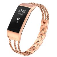 fastgo Compatible for Fitbit Charge 3 Bands, Premium Stainless Steel Replacement Wristbands Classy Sport Bracelet Band for Women and Girls (Rose Gold)