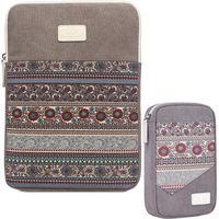14 Inch Bohemian Canvas Protective Laptop Sleeve Bag Notebook Case Cover for MacBook Chromebook Acer Dell HP Samsung Sony (Vertical,Gray)