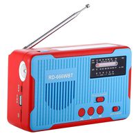 Emergency Radio and MP3 Player Hand Crank Solar Powered AM/FM/NOAA. Alert Weather Channel with LED Flashlight, Large Power Bank 2300mAh for iPhone/Smart Phone (Blue)