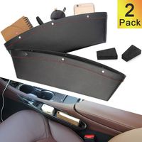 Coolrunner 2 Set Car Seat Gap Organizer, Car Seat Gap Filler, PU Full Leather Car Seat Crevice Storage Box Universal Fit in Between Car Seat Catcher for Phone Keys Cards Pens Coins(Black)
