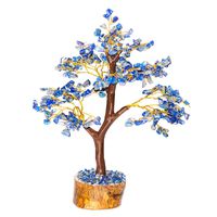 Crocon Lapis Lazuli Gemstone Money Tree Feng Shui Bonsai for Reiki Healing Chakra Stone Balancing Energy Generator Spiritual Meditation Home Interior Office Decor Size 10-12 Inch