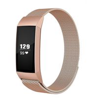 LNOOIU Metal Replacement Bands Compatible with Fitbit Charge 3, Stainless Steel Bands Adjustable Accessory Wristband for Charge 3 Bracelet Women Men Girls Boys(Rose Gold Small)