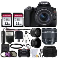 Canon EOS Rebel SL3 Digital SLR Camera (Black) + EF-S 18-55mm f/4-5.6 IS STM Lens + 58mm 2X Professional Telephoto & 58mm Wide Angle Lens + 64GB Memory Card + DC59 Case + Tripod + Slave Flash + Remote