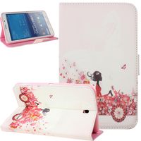 Galaxy Tab 4 7.0 Case,Butterfly Fairy and Flower Inlaid Shiny Glitter Diamond Pu Leather Flip Protective Case Cover Stand,Soft TPU Inner Case for Galaxy Tab 4 7.0 T230 /T231/ T235,Car Fairy Girl