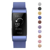 Fitlink Stainless Steel Metal Replacement Bands for Fitbit Charge 3 and Charge 3 SE for Women Men,Multi Color Multi Size(Diamond,Large(6.1 ''- 9.9''))