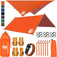 Rain Fly EVOLUTION 12x10/10x10 Hammock Waterproof Tent TARP & Survival Bracelet - 22 pcs - Lightweight - Backpacking Approved - Perfect Hammock Shelter - Multiple Colors 10X10 Orange