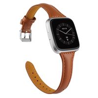 TOYOUTHS Leather Strap Compatible with Fitbit Versa/Versa 2 Bands for Women Men Slim Genuine Leather Wristbands Replacement for Versa Lite Edition/Versa SE Classic Accessorie Brown