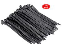 Pack of 100 8 Inch Black Cable Zip Ties. Heavy Duty Wire Ties with 100 LB Tensile Strength. Made with Premium Quality Nylon, 0.3 Inch Width, Multi-Purpose for Indoor and Outdoor Use. UV Resistant.