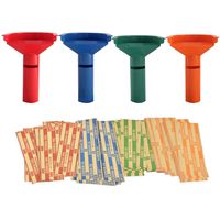Nadex Easy Wrap Coin Tube Set with 100 Wrappers Included - Funnel Shaped Coin Counting Tubes for Pennies, Nickles, Dimes, and Quarters - Four Color-Coded Tubes