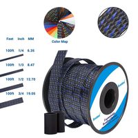 PET Expandable Braided Sleeving 0.25 inch Wire Loom Wire Sleeving to Protect Your Cables 100Ft Braided Wire Sleeve BlackBlue