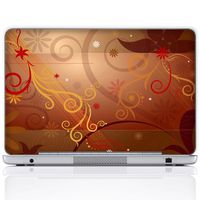 Meffort Inc 17 17.3 Inch Laptop Notebook Skin Sticker Cover Art Decal (Free Wrist pad) - Golden Flower Swirl