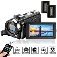 Video Camera Camcorder Digital Camera YouTube Vloggaing Camera Video Recorder Full HD 1080P 30FPS 24MP 3.0 Inch 270 Degree Rotation Screen16X Digital Zoom Camcorder with Remote Control (2 Batteries)