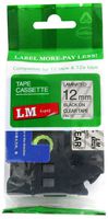 LM Tapes - 1/2" (12mm) Black on Clear Compatible TZe P-touch Tape for Brother PT-1010, PT1010 Label Maker with FREE Tape Guide Included