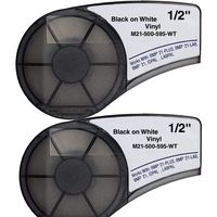SIKOT M21-500-595-WT Cartridge with Ribbon Vinyl Label Tape Black on White Vinyl Film Compatible with BMP21-PLUS/ID PAL and BMP21-LAB/LABPAL Portable Label Printer 21' Length 0.5" Width 2 Roll