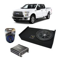 Compatible with 2009-2015 Ford F-150 Super Crew Truck Kicker Comp C12 Single 12" Sub Box Enclosure & CXA400.1
