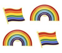 Penta Angel 4Pcs Rainbow Brooch Pins Gay Lesbian Pride Enamel Flag Lapel Collar Hat Shawl Pins for Men Women Clothes and Bags Decoration