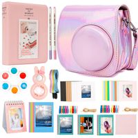 Alohallo 15 in 1 Instax Mini 9 Camera Accessories Set for Fujifilm Instax Mini 9/ Mini 8/ Mini 8+ Camera - Shiny Pink