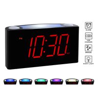 Rocam Home LED Digital Alarm Clock - 6.5" Large Red Display, Loud Alarm, 7 Colored Night Light, Snooze, Dimmer, Dual USB Charger Ports, Battery Backup, 12/24 Hours for Bedrooms, Kids, Heavy Sleepers