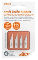 Slice 10519 Straight Edge, Ceramic Blade, Pointed Tip Craft Blade, Finger Friendly, Ceramic Blade Stays Sharp 11X Longer Than Steel, 4 Blades