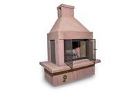 Legends Direct Mirage Stone Outdoor Fireplace - 3 Screen Door Design for Patio or Yard - Fire Place Screen Covers Keep Embers from Escaping - Propane Valve Grate and Wood Lighter Kit Included (Taupe)