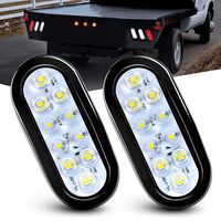Nilight TL-09 6" Oval White Tail 2PCS 10 LED w/Flush Mount Grommets Plugs IP67 Waterproof Reverse/Back Up Trailer Lights for RV Truck Jeep, 2 Years Warranty
