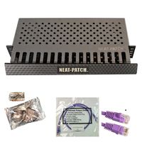 Neat Patch MINI 1U Low Profile Cable Management Kit - 2 Packs w/ 48 CAT6 Patch Cables (1FT Purple)