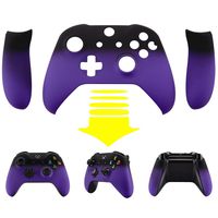 eXtremeRate Soft Touch Top Shell Front Housing Faceplate Replacement Parts with Side Rails Panel for Microsoft Xbox One X & One S Controller (Shadow Purple)