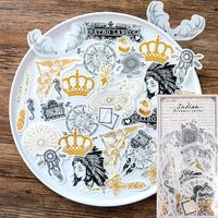 Honch Hot Stamping Indian Style Stickers Pack 60 Pcs Suitcase Stickers Decals for Laptop Helmet Ipad Luggage Water Bottle