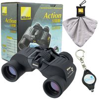 Nikon 7237 Action 7x35mm EX Extreme All-Terrain Binoculars Bundle with Nikon Microfiber Cleaning Cloth and Lumintrail Keychain Light