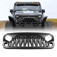 ICARS Front Grill Matte Black Shark Grille with Mesh for 2007-2018 Jeep Wrangler Rubicon Sahara Sport JK JKU