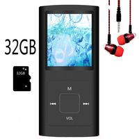 MP3 Player / MP4 Player, Hotechs MP3 Music Player with 32GB Memory SD Card Slim Classic Digital LCD 1.82'' Screen Mini USB Port with FM Radio, Voice Record (Black)