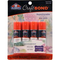 Elmer's CraftBond Glue Sticks, Repositionable, 0.21 Ounces, 4 Count, 4-Pack, Clear