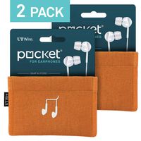 UT Wire Pocket Earbud Earphone Case Pouch Bag Organizer (Orange) - 2 Pack