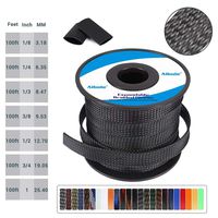 Expandable Braided Cable Sleeve 0.25 inch Flexible Braided Cable Sleeve, 100ft Wire Loom Sleeving Protector for Audio Video and Automotive Wire,PureBlack