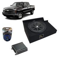 Compatible with 1999-2006 Chevy Silverado Ext Cab Truck Kicker Comp C12 Single 12 Sub Box Enclosure & CXA400.1